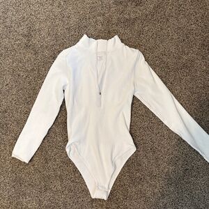 White Nylon Zip Bodysuit